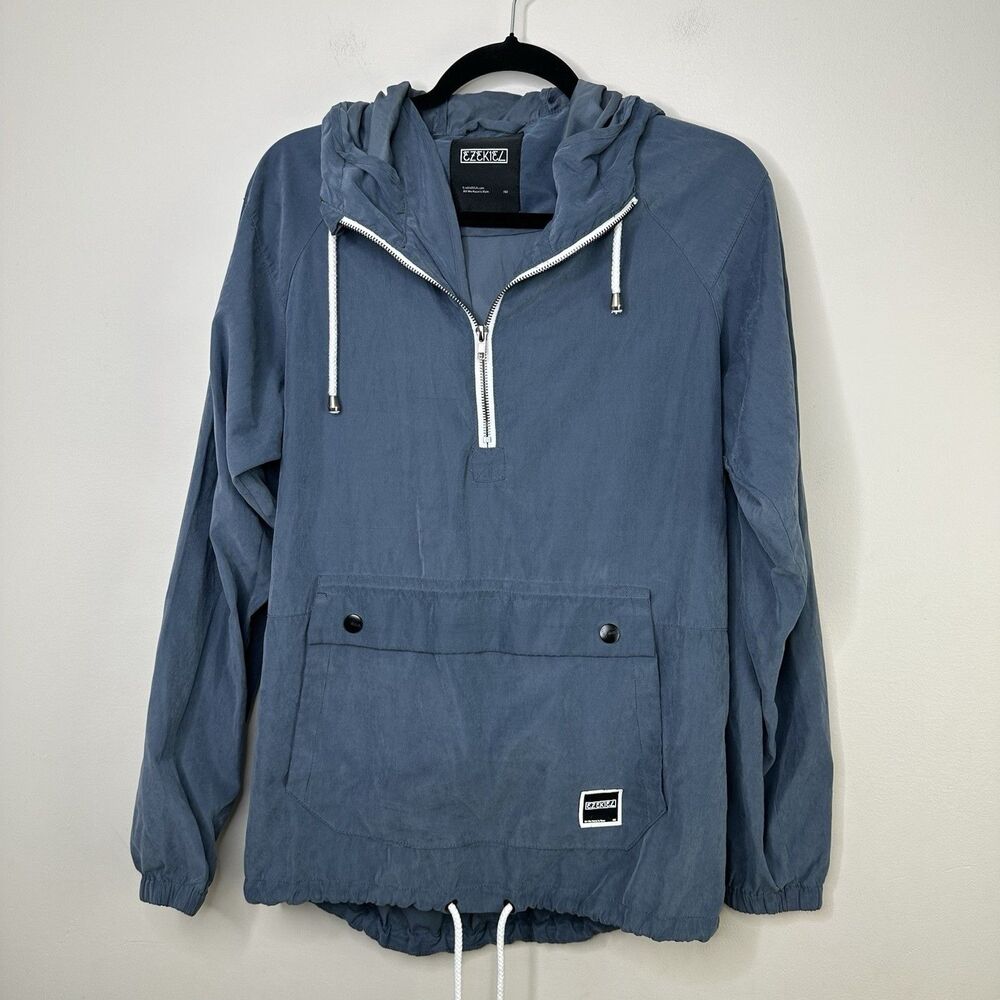 Ezekiel Jacket Mens Small Pullover Skateboard Hoodie Surf Pocket Soft Blue